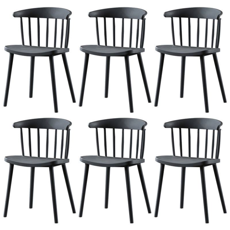 Silla lateral de plástico contemporánea sin brazos, silla lateral apilable con respaldo Windsor para uso doméstico