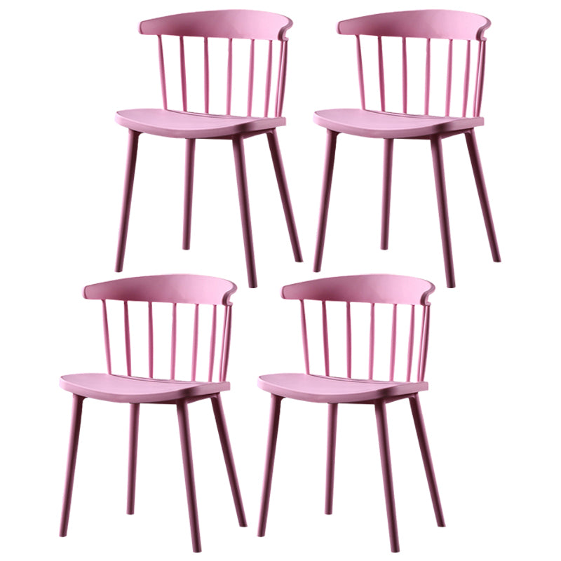 Silla lateral de plástico contemporánea sin brazos, silla lateral apilable con respaldo Windsor para uso doméstico