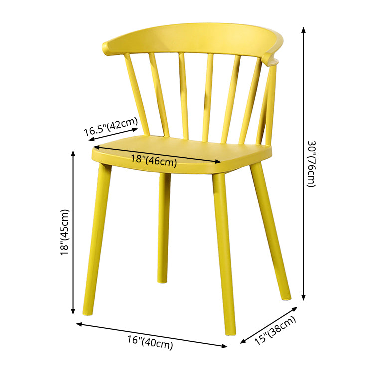 Silla lateral de plástico contemporánea sin brazos, silla lateral apilable con respaldo Windsor para uso doméstico
