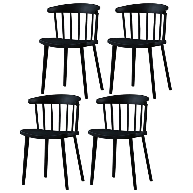 Silla lateral de plástico contemporánea sin brazos, silla lateral apilable con respaldo Windsor para uso doméstico