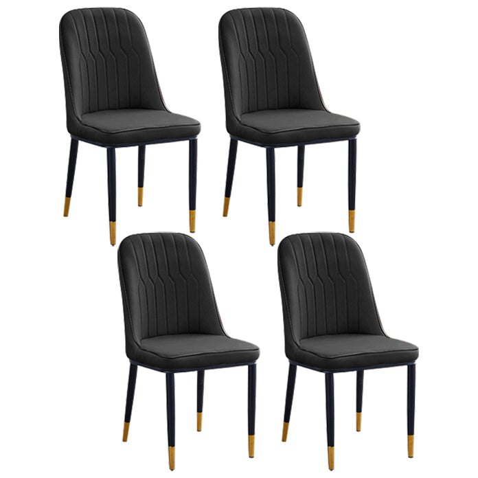 Chaise d'appoint contemporaine à la maison, chaise de salle à manger rembourrée en métal à dossier solide