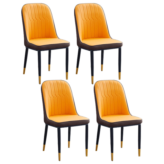 Chaise d'appoint contemporaine à la maison, chaise de salle à manger rembourrée en métal à dossier solide