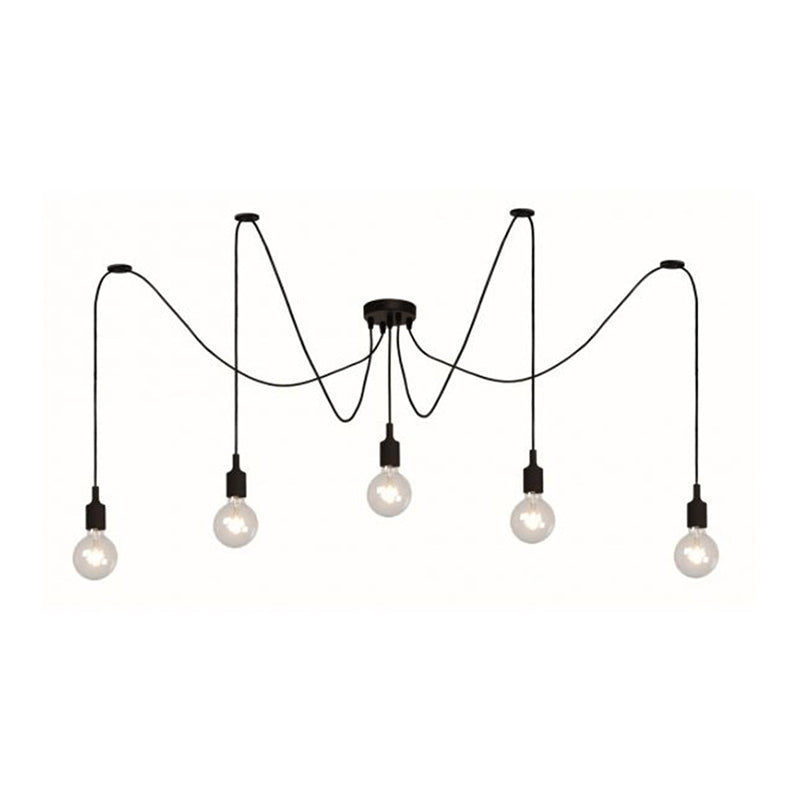 Industrielle schwarze Spinne hängend hängendes Licht, Metallheizlicht mit langem Seil für Innenräume