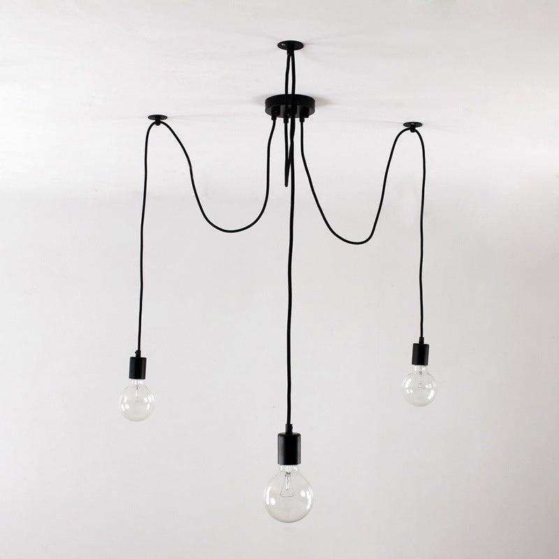 Industrielle schwarze Spinne hängend hängendes Licht, Metallheizlicht mit langem Seil für Innenräume