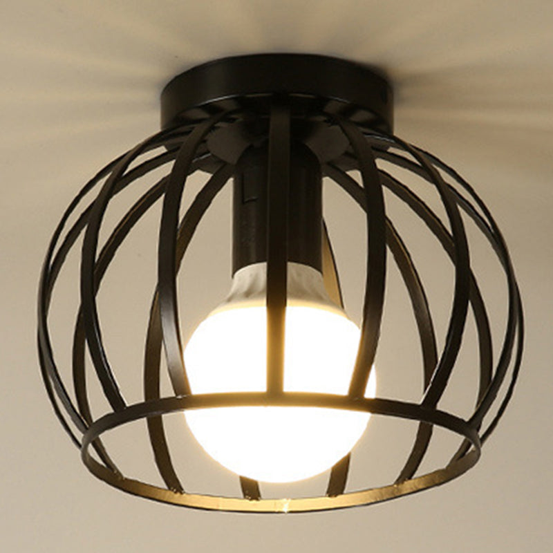 Industrial Creative Ceiling Fixture Wrought Iron Geometric Flush Mount for Corridor