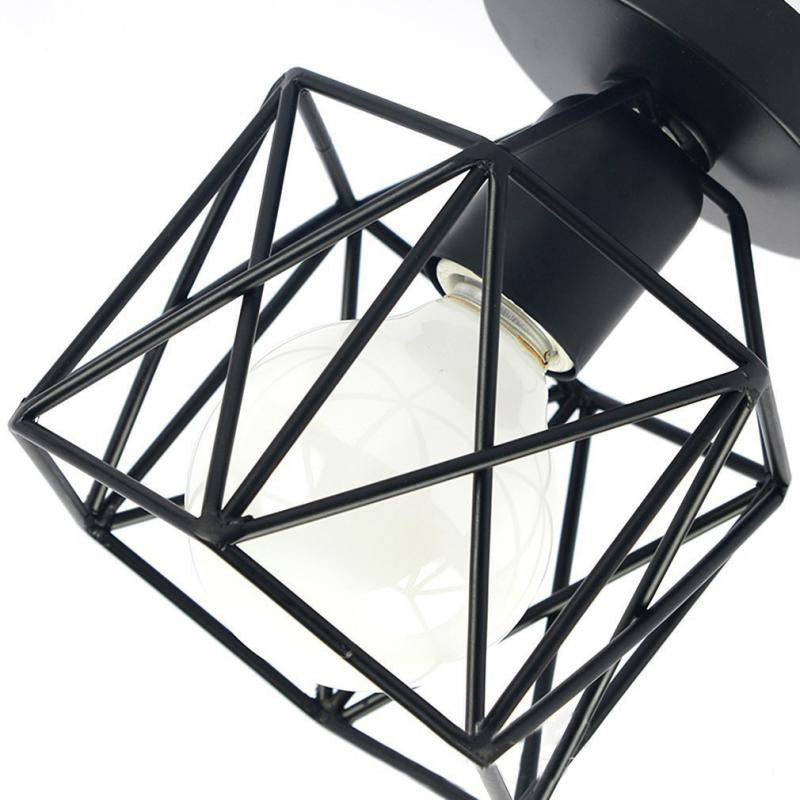 Industrial Creative Ceiling Fixture Wrought Iron Geometric Flush Mount for Corridor