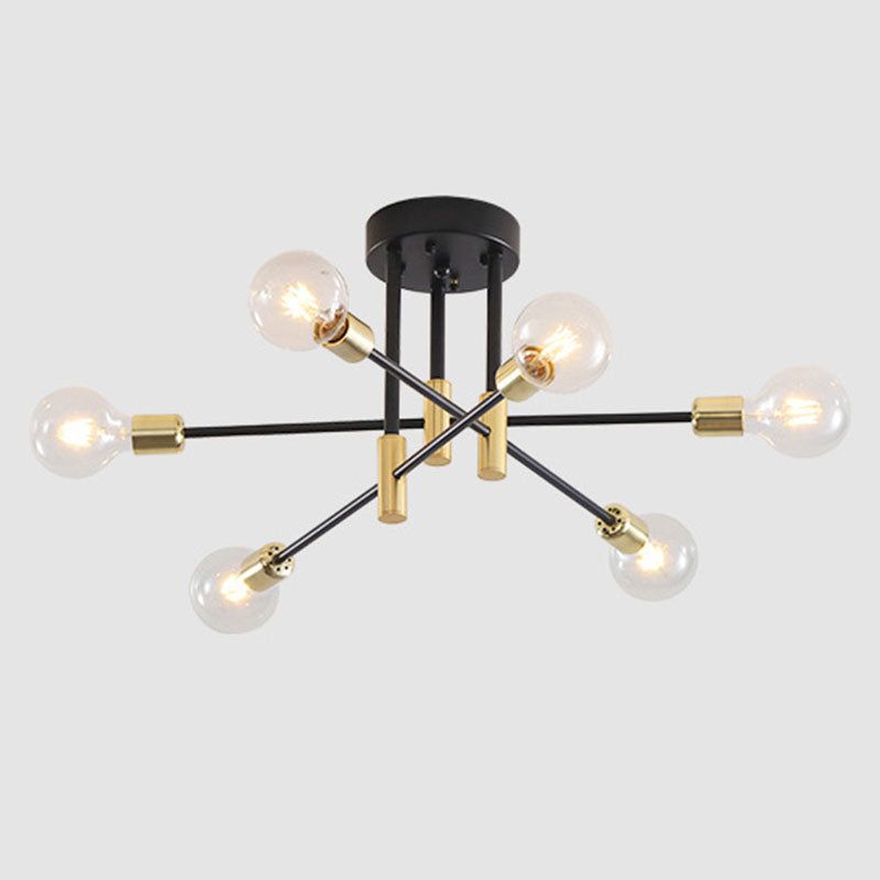 Aluminium Radiale Plafondlamp in Industriële Retro Stijl Gelakt Ijzer Semi Flush Mount voor Slaapkamer