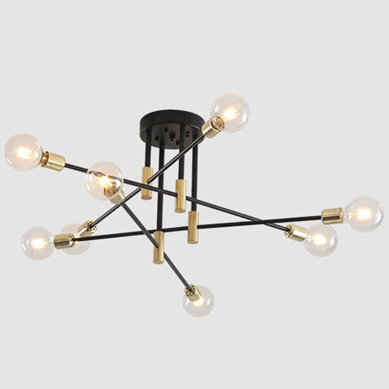 Aluminium Radiale Plafondlamp in Industriële Retro Stijl Gelakt Ijzer Semi Flush Mount voor Slaapkamer