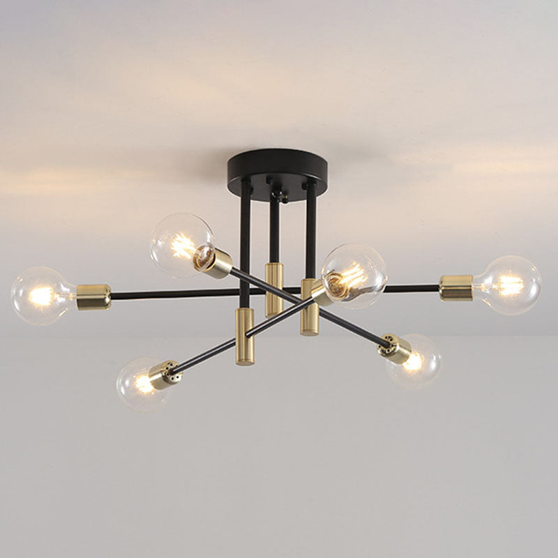Aluminium Radiale Plafondlamp in Industriële Retro Stijl Gelakt Ijzer Semi Flush Mount voor Slaapkamer