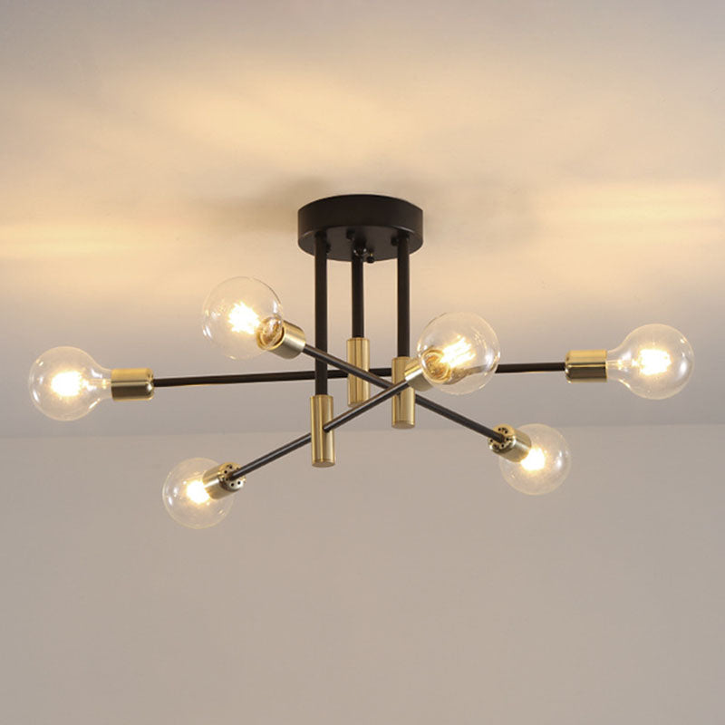 Aluminium Radiale Plafondlamp in Industriële Retro Stijl Gelakt Ijzer Semi Flush Mount voor Slaapkamer