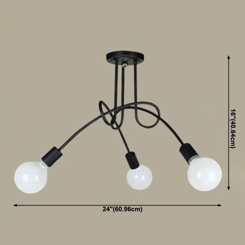 Black Sputnik Semi Flush Mount in Industrial Creative Style Lacquered Iron Ceiling Fixture