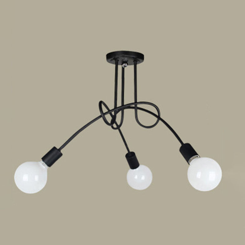 Black Sputnik Semi Flush Mount in Industrial Creative Style Lacquered Iron Ceiling Fixture