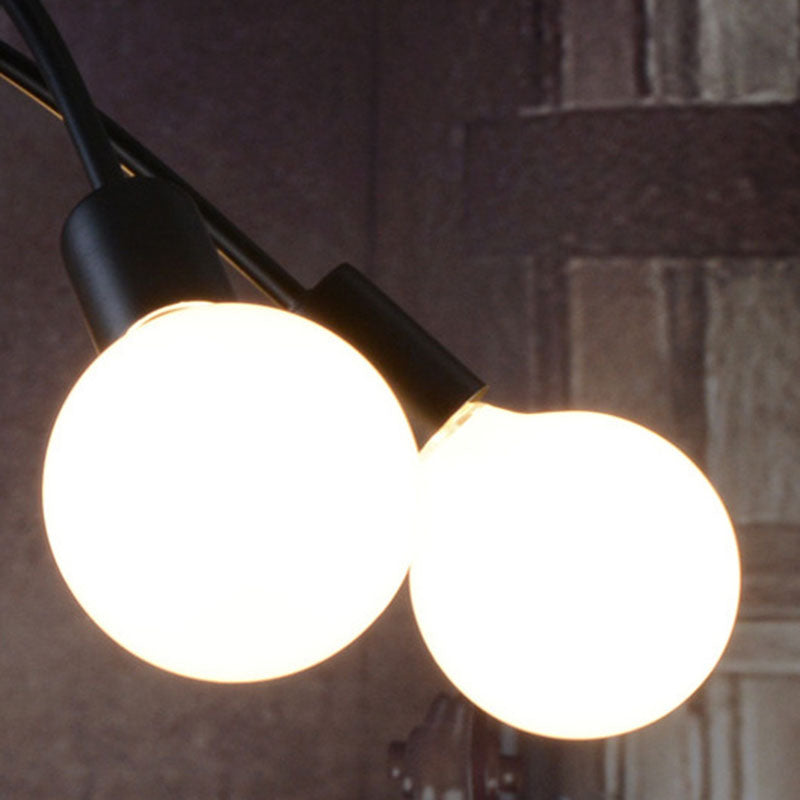 Black Sputnik Semi Flush Mount in Industrial Creative Style Lacquered Iron Ceiling Fixture