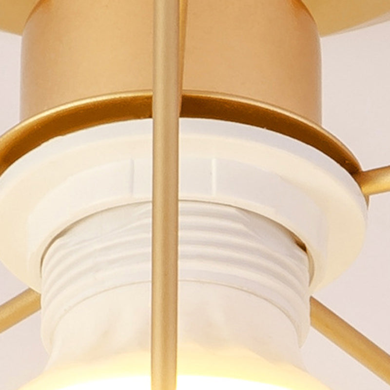 Geometric Pendant Light Industrial 1 Light Metal Flush Mount Light Fixture in Black