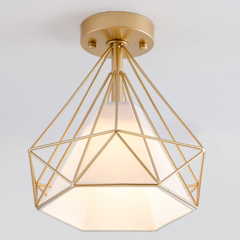 Geometric Pendant Light Industrial 1 Light Metal Flush Mount Light Fixture in Black