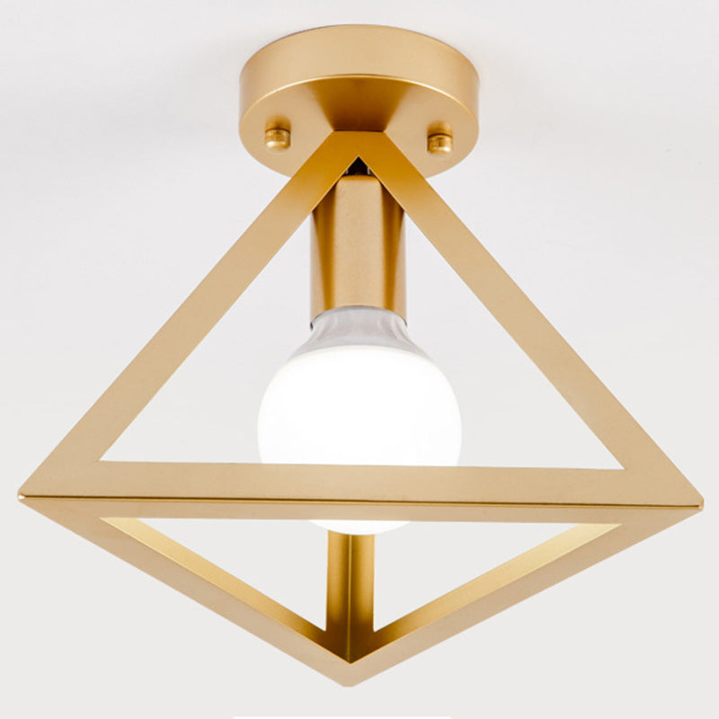 Geometric Pendant Light Industrial 1 Light Metal Flush Mount Light Fixture in Black