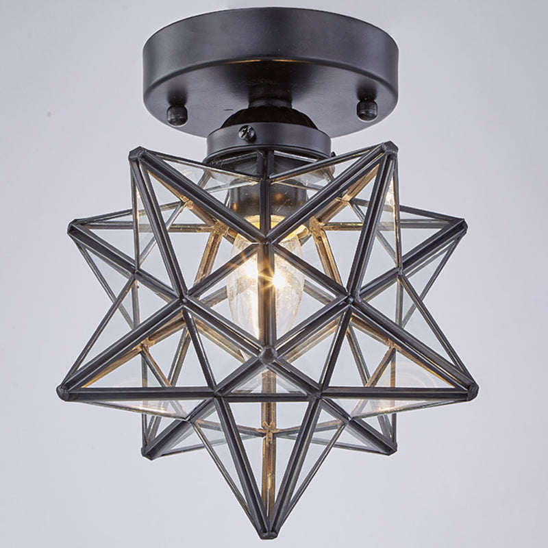 Geometric Pendant Light Industrial 1 Light Metal Flush Mount Light Fixture in Copper