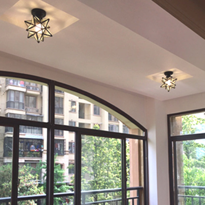 Geometric Pendant Light Industrial 1 Light Metal Flush Mount Light Fixture in Copper