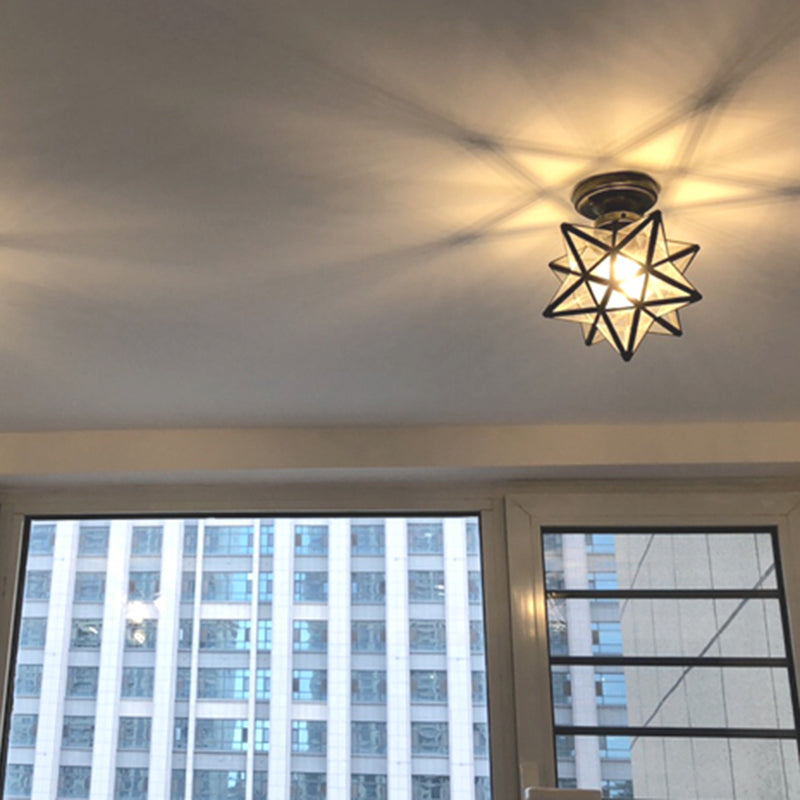 Geometric Pendant Light Industrial 1 Light Metal Flush Mount Light Fixture in Copper