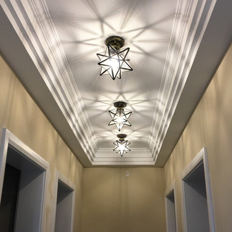 Geometric Pendant Light Industrial 1 Light Metal Flush Mount Light Fixture in Copper