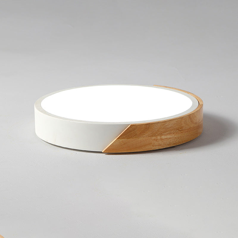 Luminaria de techo interior minimalista, luces de montaje empotrado en techo de metal y madera planas de macarrón