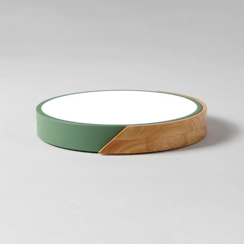 Luminaria de techo interior minimalista, luces de montaje empotrado en techo de metal y madera planas de macarrón