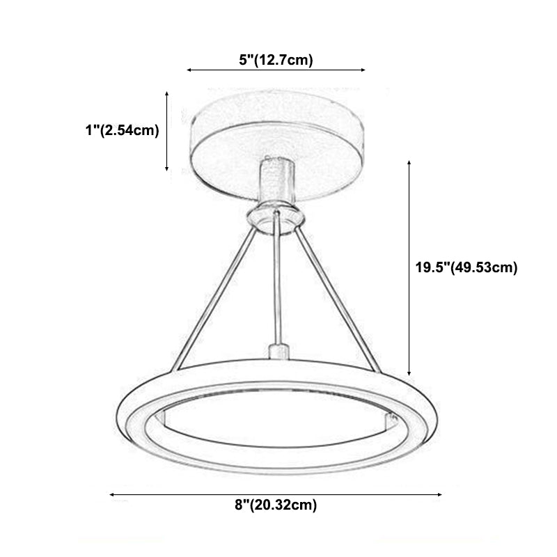 Minimalista lampada da soffitto in metallo, luci di lusso del supporto a filo del soffitto dell'ombra del cerchio per l'interno