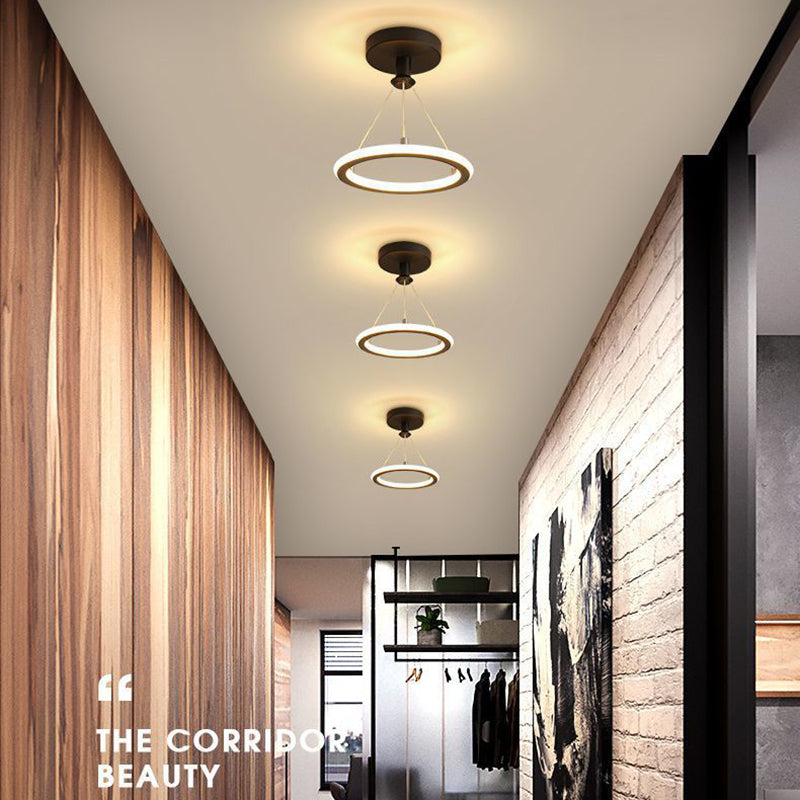 Minimalista lampada da soffitto in metallo, luci di lusso del supporto a filo del soffitto dell'ombra del cerchio per l'interno