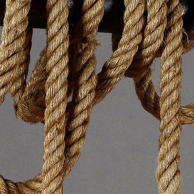 Vintage Multi Lights Island Lighting Fixtures Linear Rope Hanging Ceiling Light in Brown