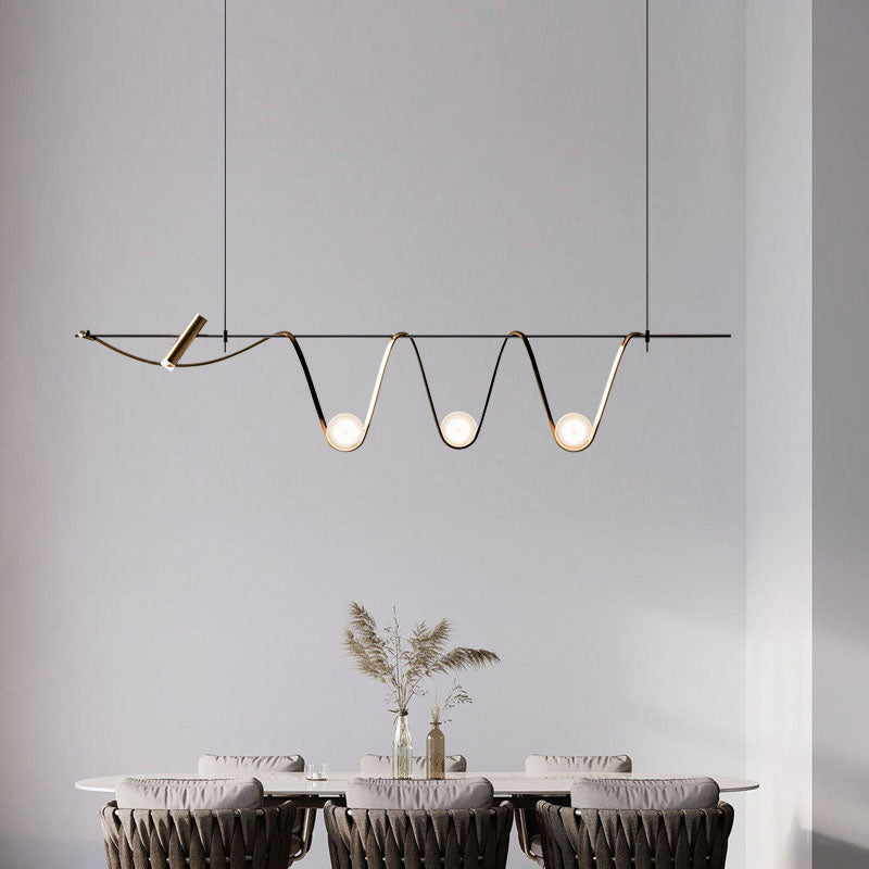 Metal Linear Pendant Light Fixture Modern Style 4-Lights Hanging Chandelier