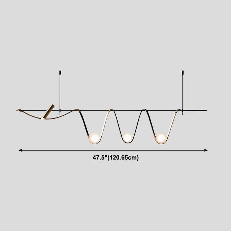 Metal Linear Pendant Light Fixture Modern Style 4-Lights Hanging Chandelier