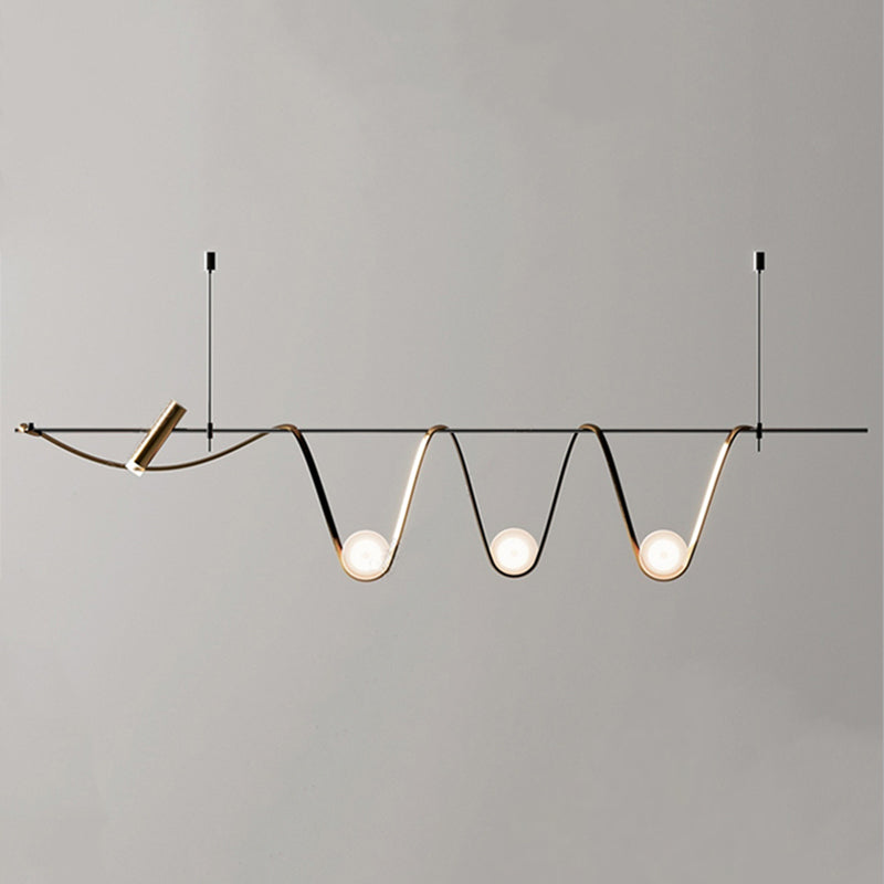 Metal Linear Pendant Light Fixture Modern Style 4-Lights Hanging Chandelier