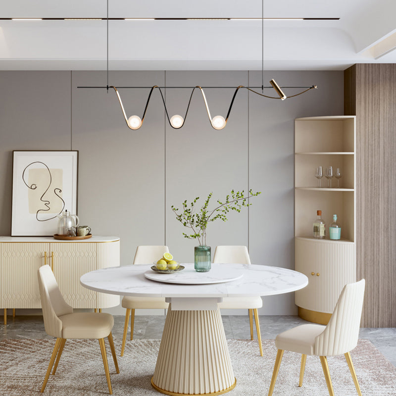 Metal Linear Pendant Light Fixture Modern Style 4-Lights Hanging Chandelier