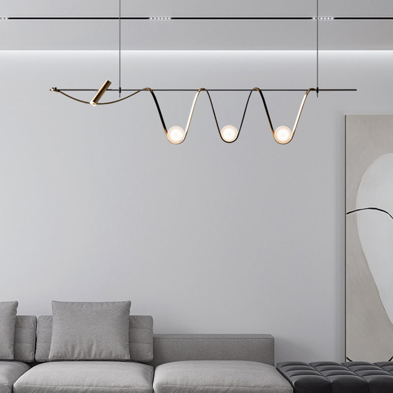 Metal Linear Pendant Light Fixture Modern Style 4-Lights Hanging Chandelier