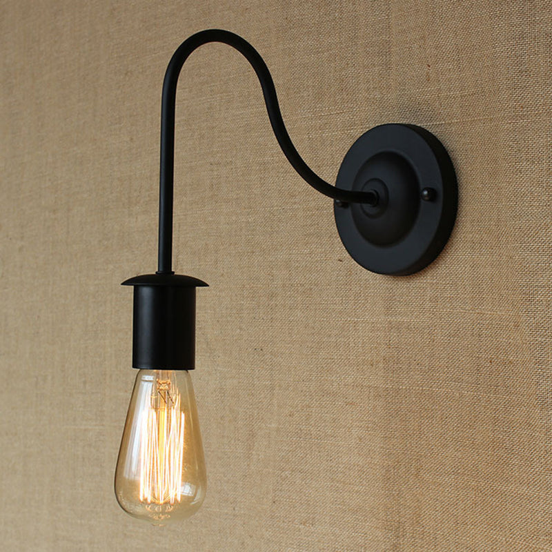 Metallwandbeleuchtung in Industriestil 1 Lichtwandmontierte Leuchte in Schwarz