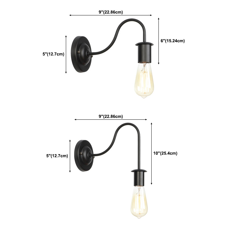 Metallwandbeleuchtung in Industriestil 1 Lichtwandmontierte Leuchte in Schwarz