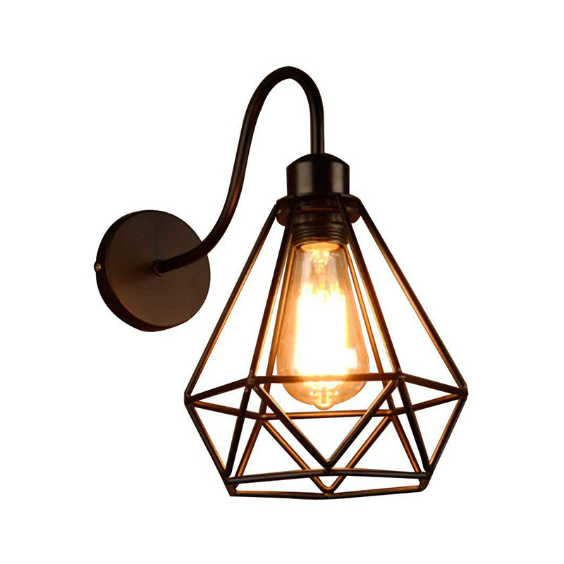 Metal Caged Wall Lighting Fixtures Industrial Style 1 Light Wall Mounted Light Fixture