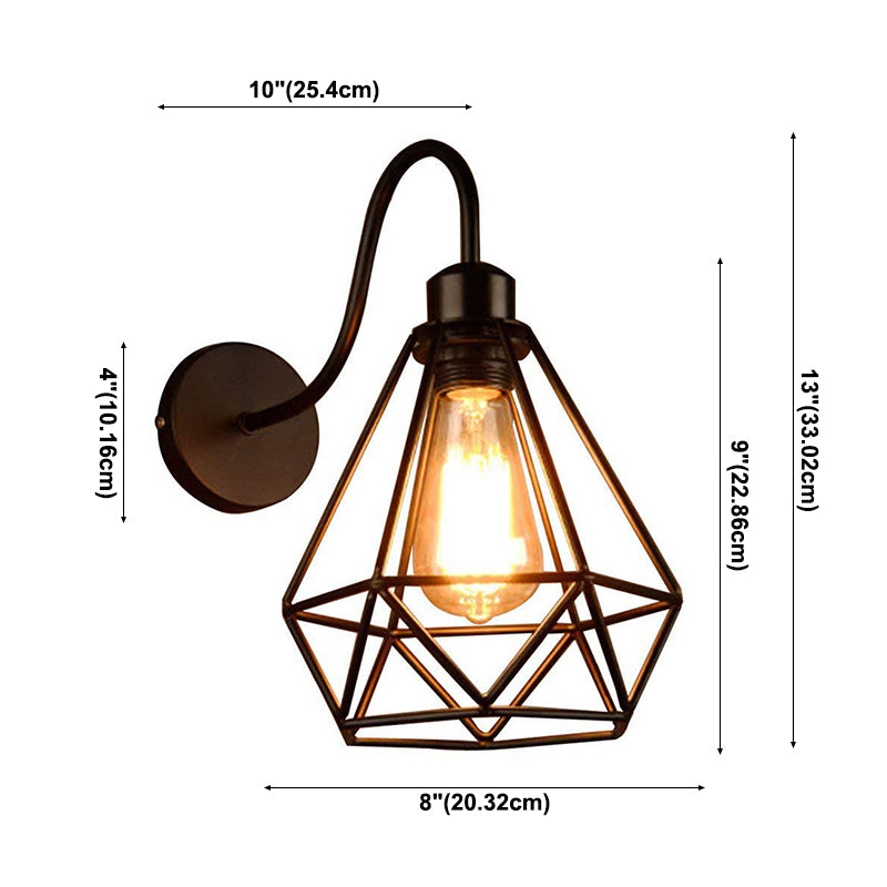 Metal Caged Wall Lighting Fixtures Industrial Style 1 Light Wall Mounted Light Fixture