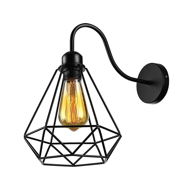 Metal Caged Wall Lighting Fixtures Industrial Style 1 Light Wall Mounted Light Fixture