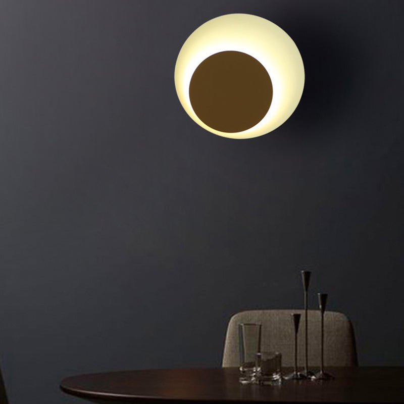 Iluminación de la pared de sombra redonda lámpara de apliques de metal de luz 1 de luz para sala de estar para sala de estar