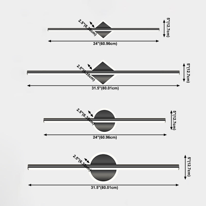 Linear Sconce Lights Modern Metal 2 Light Sconce Light Fixtures in Black Finish