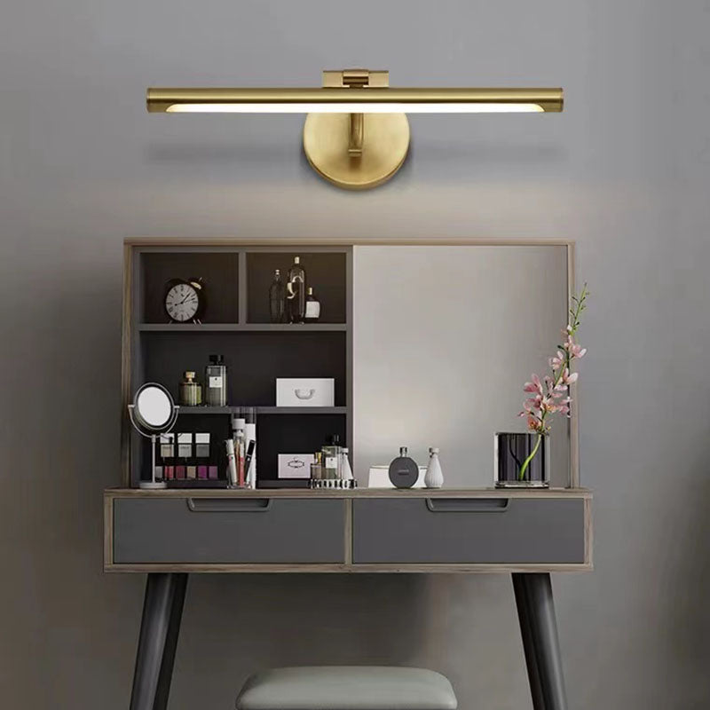 Armed Linear Wall Sconces Modern Metal 1 Light Sconce Light Fixtures in Gold for Lavatory