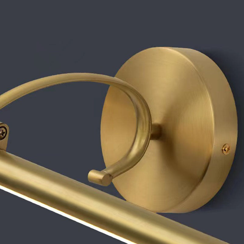 Armed Linear Wall Sconces Modern Metal 1 Light Sconce Light Fixtures in Gold for Lavatory