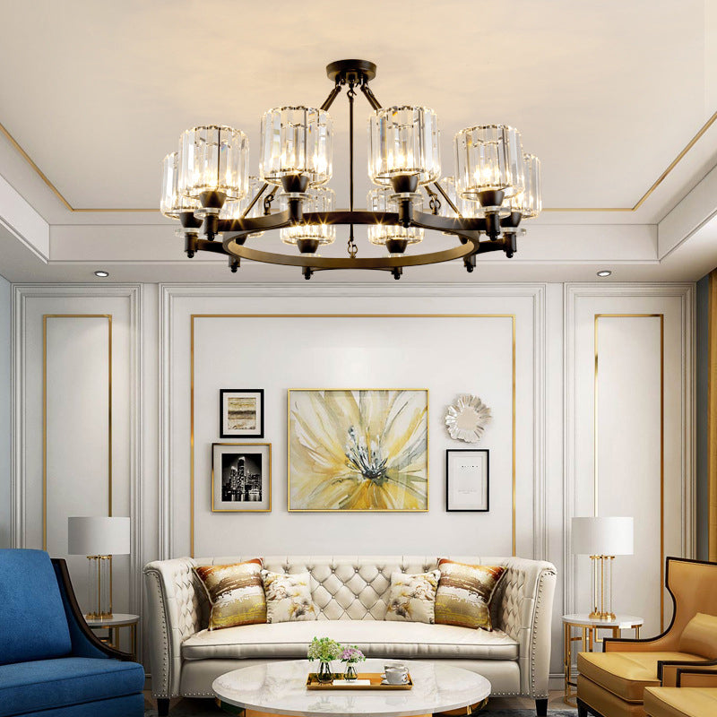 Crystal Multi Lights hangende plafondlampen moderne stijl cilinder kroonluchter verlichtingsarmaturen