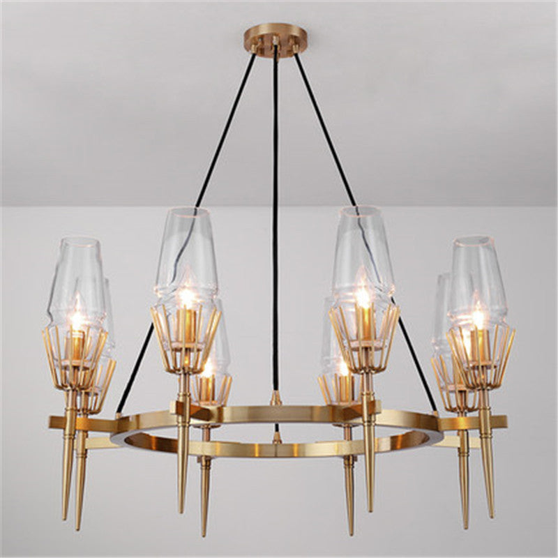 Duidelijke glas 8-lichts hangende plafondlampen radiale moderne stijl kroonluchter lamparmaturen