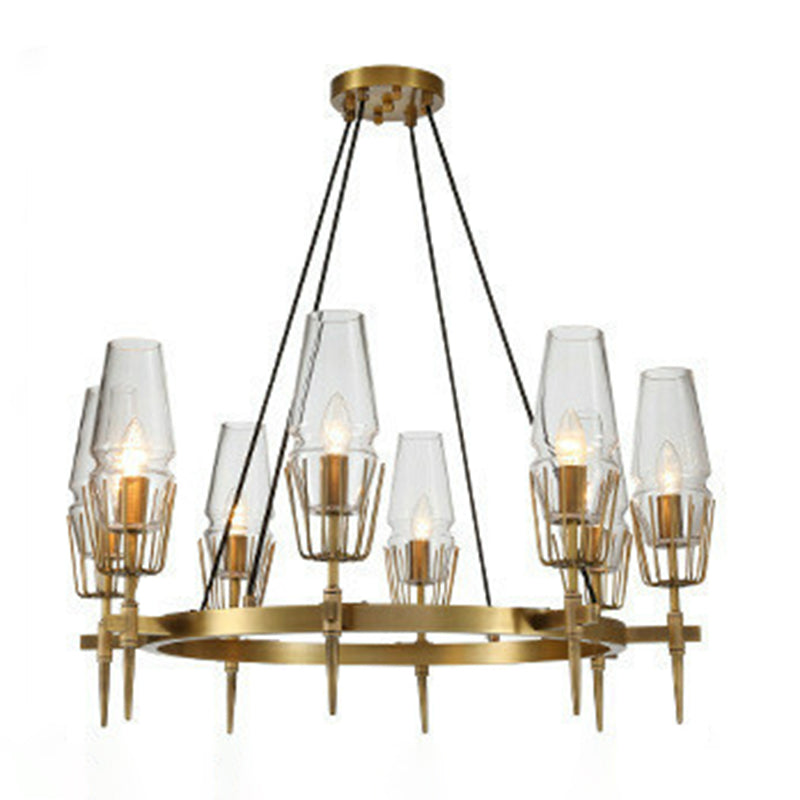 Duidelijke glas 8-lichts hangende plafondlampen radiale moderne stijl kroonluchter lamparmaturen