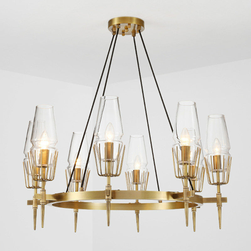 Duidelijke glas 8-lichts hangende plafondlampen radiale moderne stijl kroonluchter lamparmaturen
