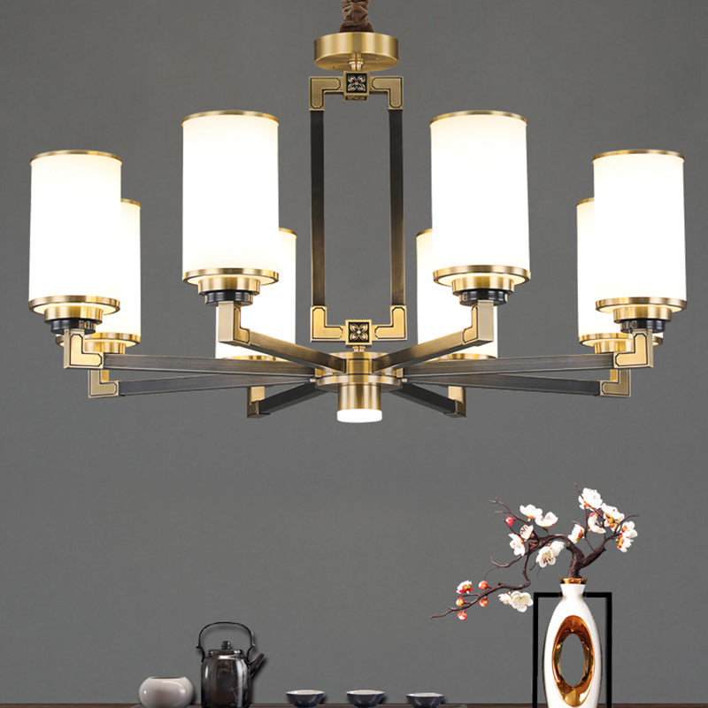 Witte glazen cilinder plafond hanger moderne stijl multi -lights kroonluchter verlichting