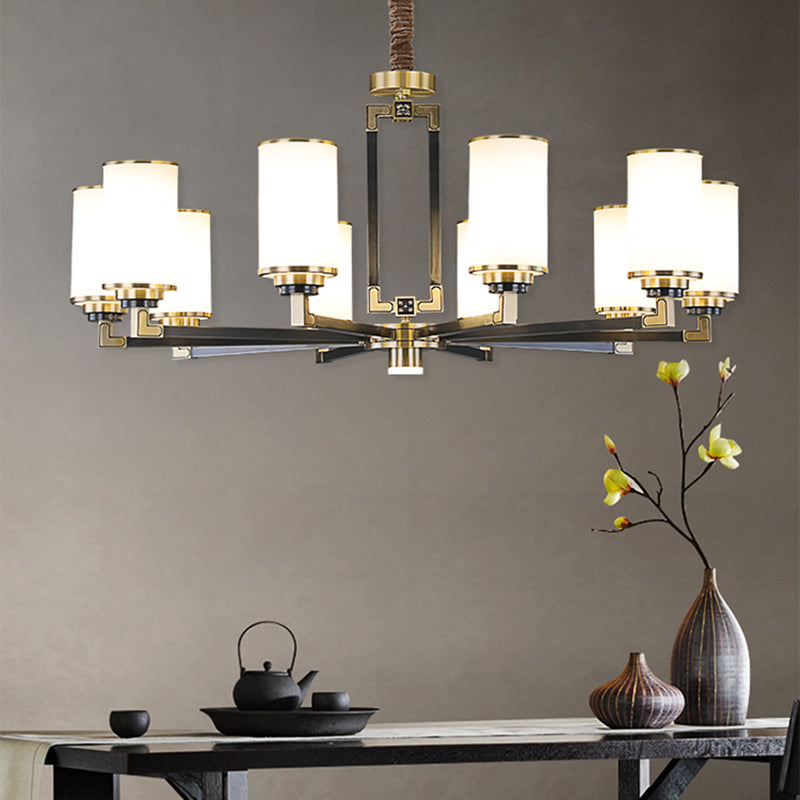 Witte glazen cilinder plafond hanger moderne stijl multi -lights kroonluchter verlichting