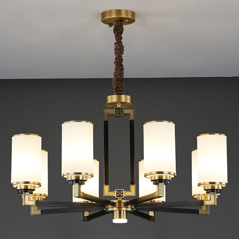 Witte glazen cilinder plafond hanger moderne stijl multi -lights kroonluchter verlichting